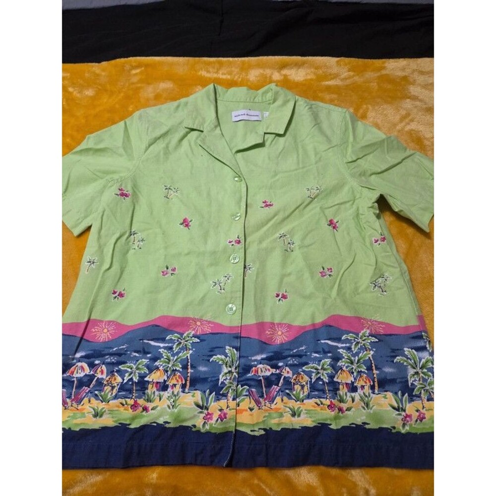 Alfred Dunner Green Tropical button down women's top (12)